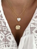 Collar minimalista de corazón de concha de acero de titanio
