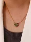 Collar vintage geométrico de diamantes de imitación de acero inoxidable