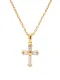 Collar religioso vintage con cruz de circonita cúbica de acero inoxidable