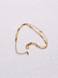 Titanio con pulseras de cadena de doble capa simplistas chapadas en oro