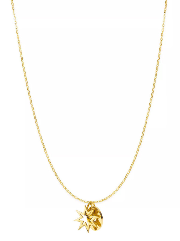 Collar simple de acero inoxidable con disco de estrella hueca