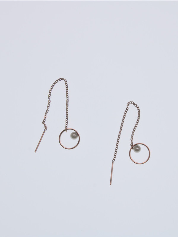 Temperamento Aretes Lineas Chapados en Oro Rosa