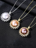 Plata de ley 925 con collares redondos simplistas de perlas artificiales