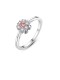 Anillo minimalista de plata de ley 925 con circonita cúbica y flor multicolor