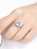 Plata de ley 925 con anillos de tamaño libre de triángulo simplista chapado en platino