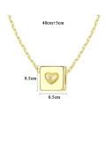 Collares de plata esterlina 925 con corazón cuadrado simplista brillante