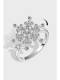 Anillo minimalista de plata de ley 925 con circonita cúbica y flor giratoria