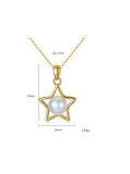 Collar de perlas naturales de plata de ley con pentagrama de 7 a 7,5 mm.