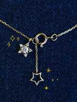 Collar delicado de estrella de circonita cúbica de plata de ley 925