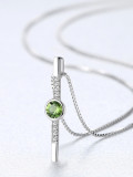 Collar de plata esterlina con cristal verde y circón 3A
