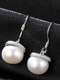 Pendientes de perlas naturales de plata pura de 10-10,5 mm