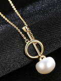 Collar de oro con perlas naturales de agua dulce de 8-8,5 mm de plata pura