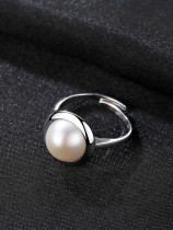 Anillo de tamaño libre de perlas naturales de 10-10,5 mm de plata esterlina