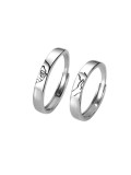 Anillo de pareja minimalista irregular de plata de ley 925
