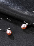 Pendientes minimalistas de plata de ley con perlas de agua dulce