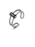 Anillo Apilable Vintage Geométrico Negro Zirconia
