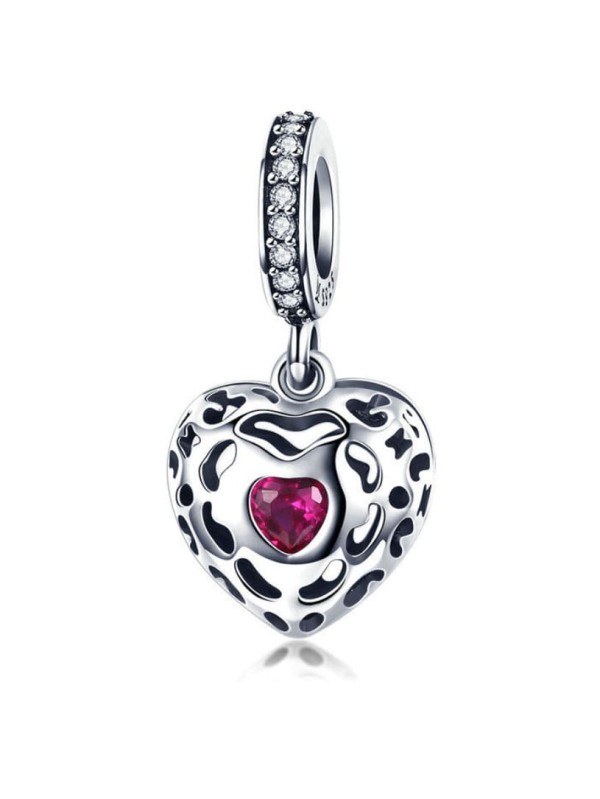 Encantos lindos del corazón de plata 925