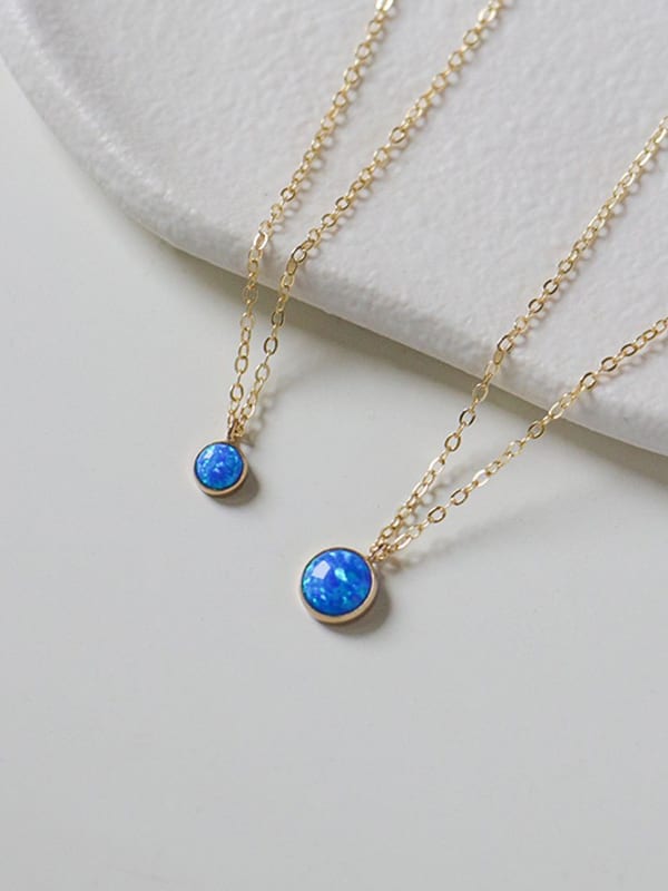 Collar delicado geométrico azul de piedra natural de plata de ley 925