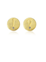 Pendientes de tuerca de plata de ley 925 con marca redonda simplista chapada en oro