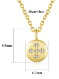 Collar minimalista redondo con cruz de diamantes de imitación de plata de ley 925