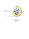 Pendiente de tuerca minimalista geométrico con diamantes de imitación de plata de ley 925