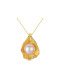Collar de oro con perlas de agua dulce con diseño de concha de plata pura