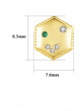 Pendiente de botón delicado geométrico de diamantes de imitación de plata de ley 925