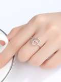 Anillo de banda minimalista de gato hueco de plata de ley 925
