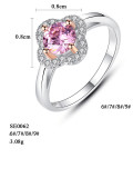 Anillo de moda simple con incrustaciones de plata de ley 925 con circonita en polvo 3A