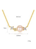 Collar de perlas naturales de agua dulce de 7-7,5 mm en plata de ley