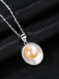 Plata de ley 925 con collares ovalados simplistas de perlas artificiales