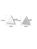Pendientes de tuerca triangulares simplistas de plata de ley 925 con circonita cúbica