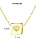 Collares de plata esterlina 925 con corazón cuadrado simplista brillante