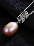 Collar con colgante de perlas de agua dulce de moda simple de plata de ley 925