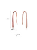 Pendientes de gancho de línea simplista de plata de ley 925 con baño de oro rosa