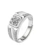 Anillo de plata de ley 925 con circonita cúbica geométrica para hombre.