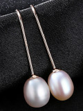 Pendientes de perlas naturales de plata pura de 8-9 mm