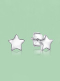 Arete minimalista de plata de ley 925 con estrella y luna de cinco puntas