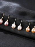 Pendientes minimalistas de plata de ley con perlas naturales de agua dulce