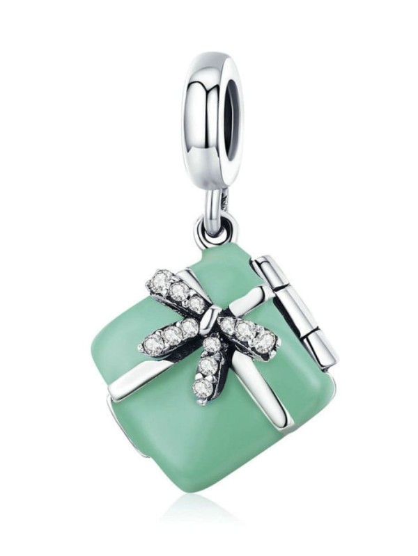 Dijes de caja de regalo de plata 925