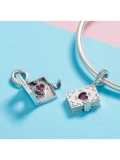 925 encantos de la carta de amor romántico de plata