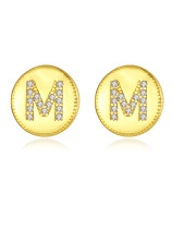 Aretes de plata esterlina 925 con circonita cúbica con monograma simple M