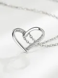 Collar minimalista de corazón de circonita cúbica de plata de ley 925