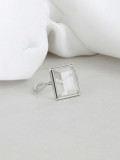 Anillo de banda minimalista geométrico de piedra de vidrio de plata esterlina 925