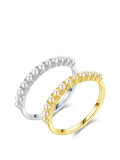 Anillo de banda de tendencia irregular de perlas de imitación de plata de ley 925