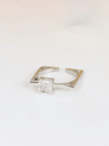 Anillo de banda minimalista geométrico con diamantes de imitación de plata de ley 925