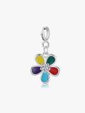 Colgante de flor minimalista de plata de ley 925 con esmalte