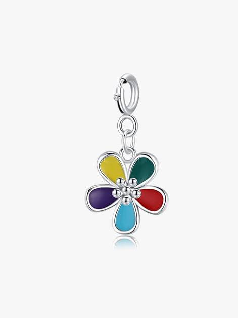 Colgante de flor minimalista de plata de ley 925 con esmalte