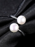 Anillo de plata esterlina de 6-7 mm con perlas naturales de agua dulce de tamaño libre