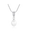Collar con colgante simple de perlas de agua dulce de plata de ley 925